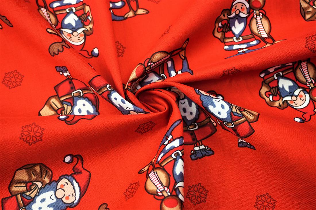Red Xmas Santa Reindeer Cotton