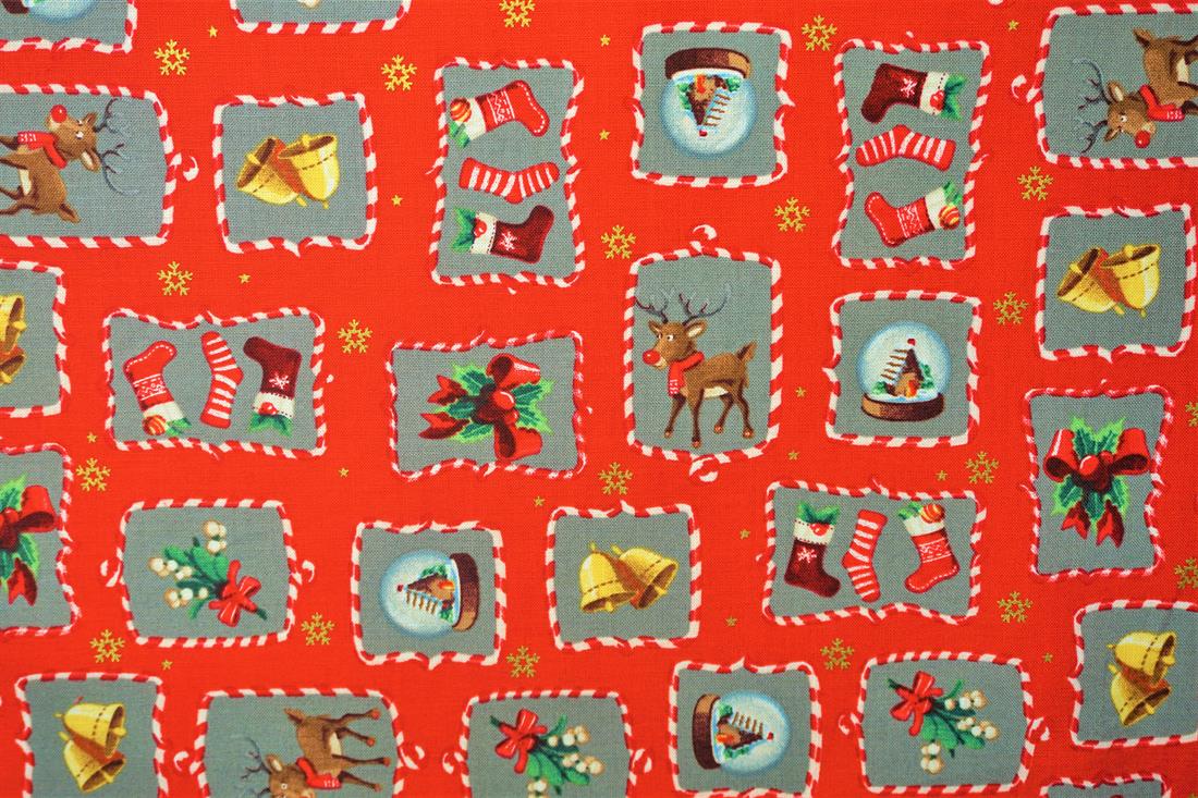 Red Xmas Framed Snow Globes Cotton