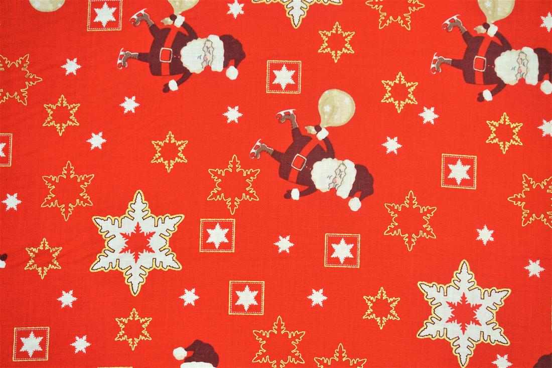 Red Christmas Santa Snowflake Cotton