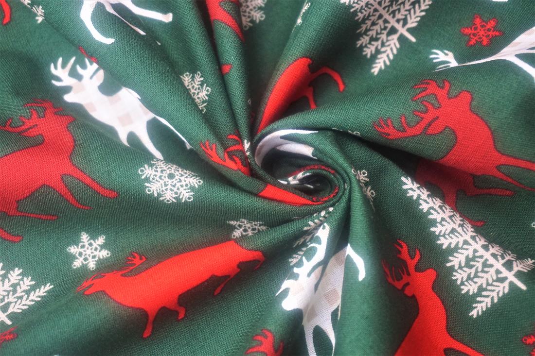 Bottle Printed Christmas Reindeer Check Cotton