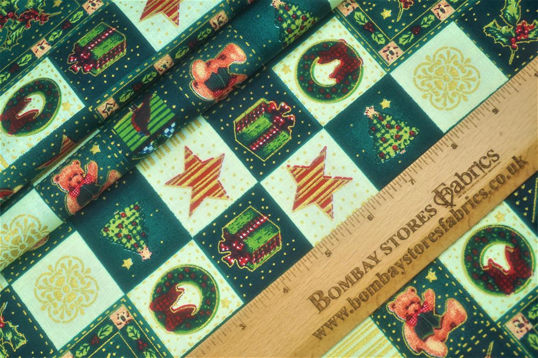 Bottle Xmas Patchwork Holly Cotton