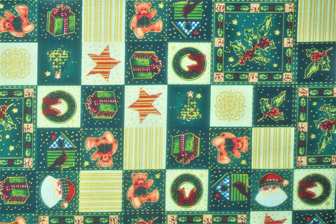 Bottle Xmas Patchwork Holly Cotton