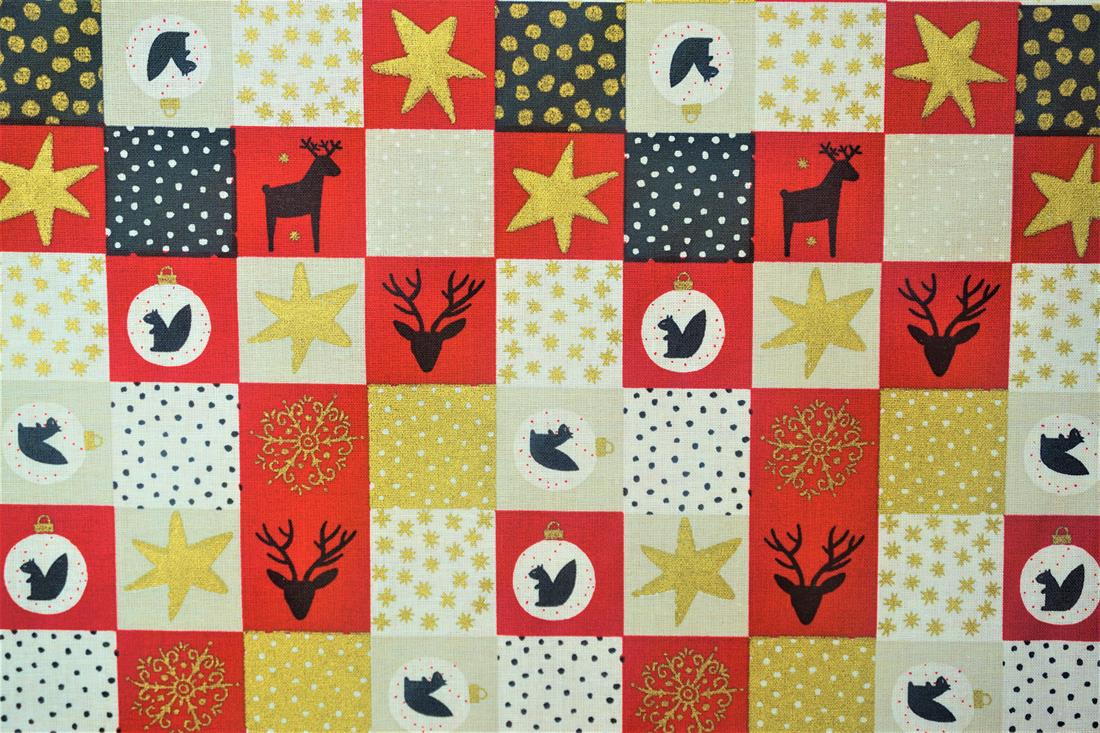 Red Cotton Square Christmas Reindeer Trees