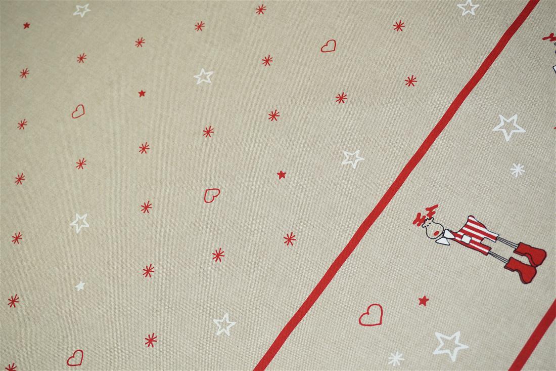 Beige Cotton Christmas Canvas