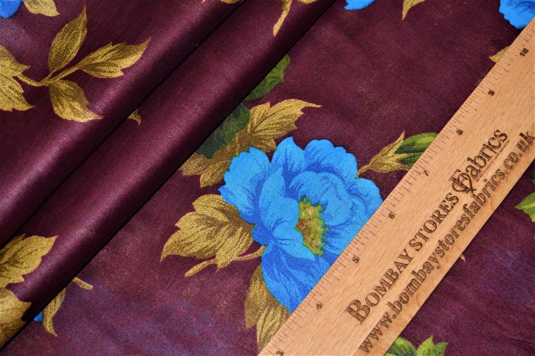 Wine Lawn Printed Cotton Lawns