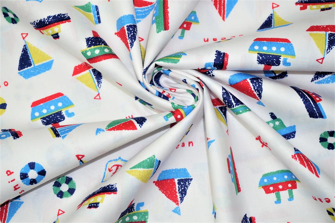 White Printed Cotton Fabrics