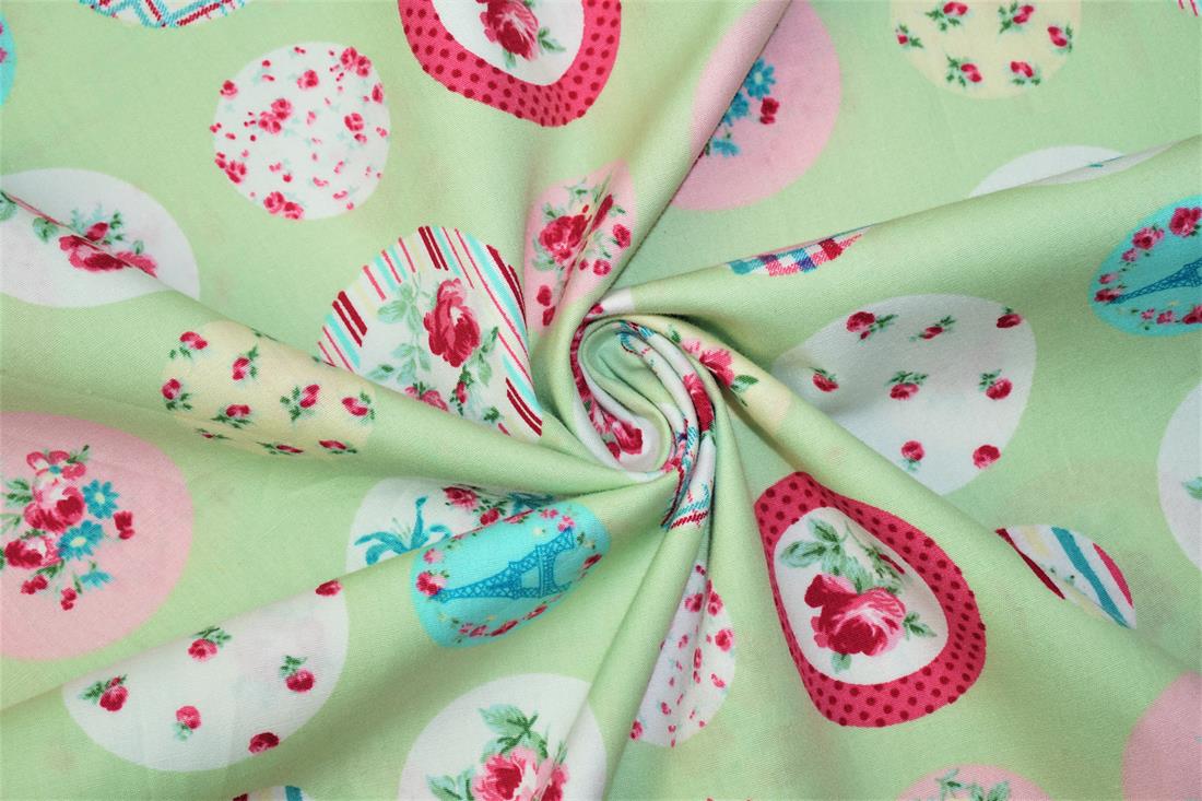 Green Printed Cotton Fabrics