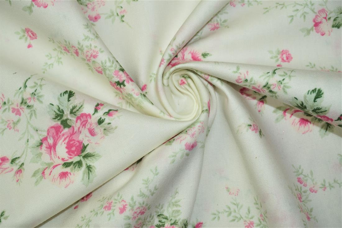 Off White Cotton Vintage Flower