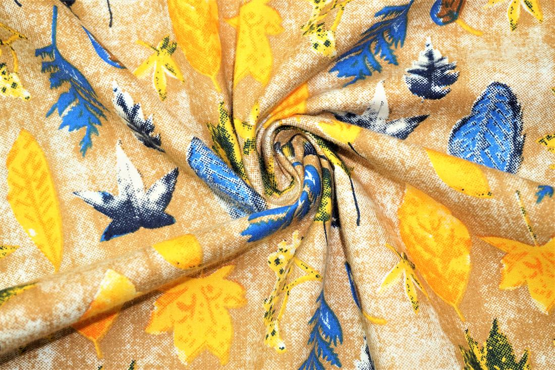 Yellow Printed Cotton Fabrics