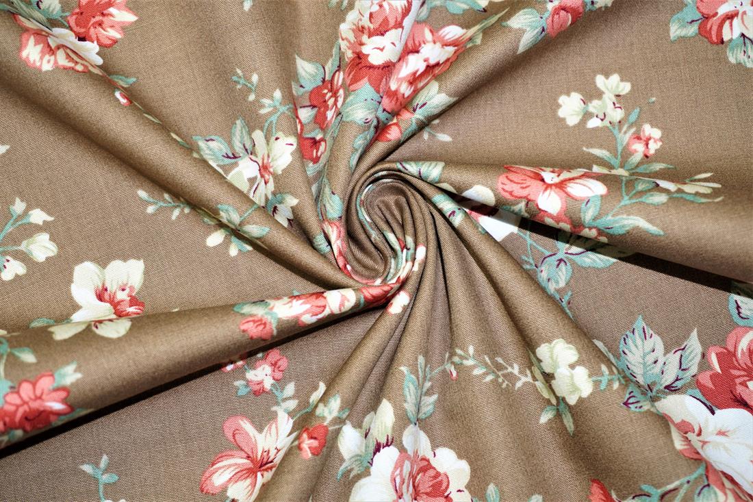 Brown Printed Cotton Fabrics