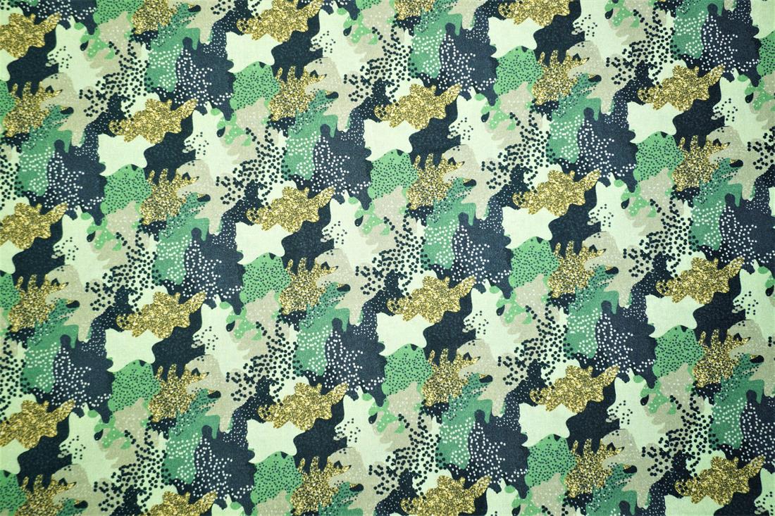 Khaki Printed Little Johnny - Glitter Camouflage Cotton