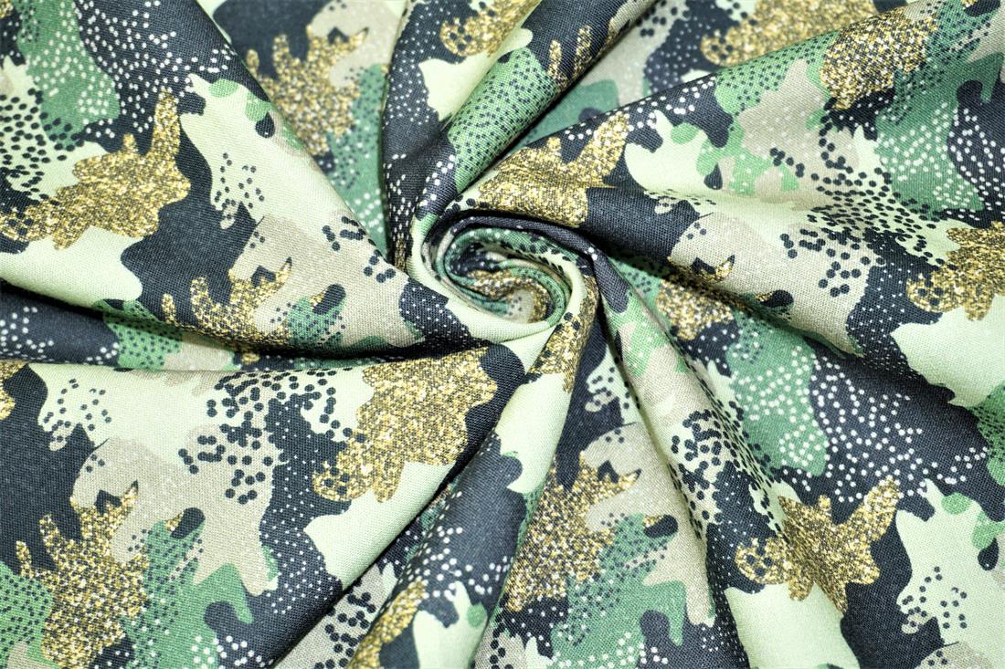 Khaki Printed Little Johnny - Glitter Camouflage Cotton
