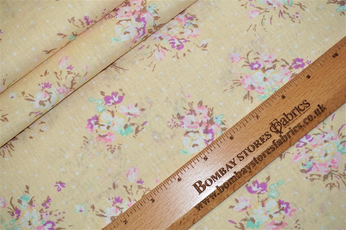 Cream & Gold Printed Cotton Fabrics
