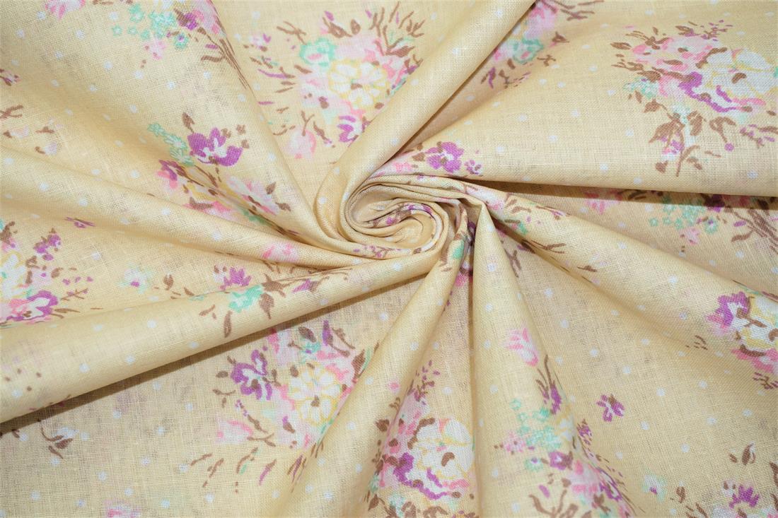 Cream & Gold Printed Cotton Fabrics