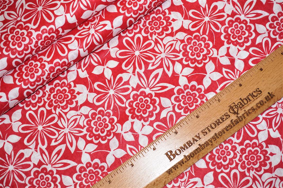 Red Printed Cotton Fabrics