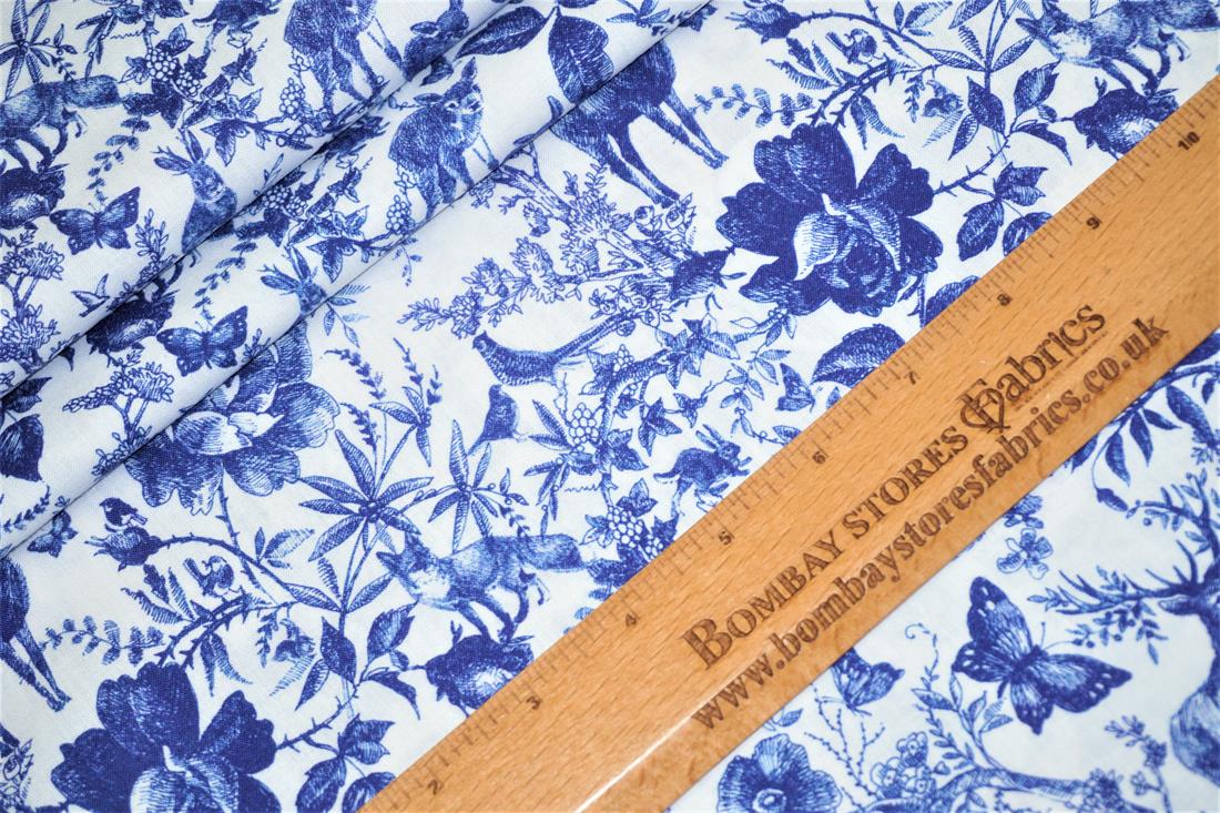 White Little Johnny - Blue Ink Forest Digital Cotton