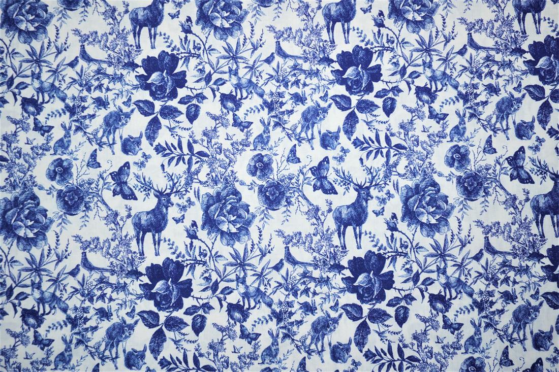 White Little Johnny - Blue Ink Forest Digital Cotton