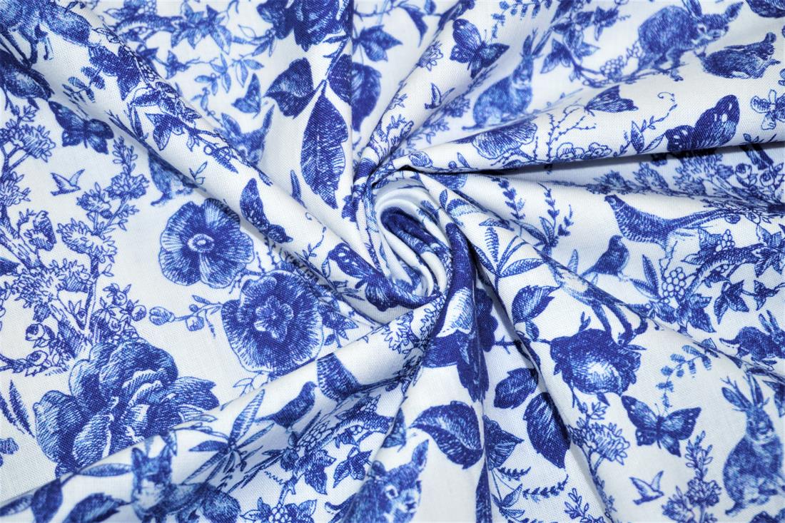 White Little Johnny - Blue Ink Forest Digital Cotton