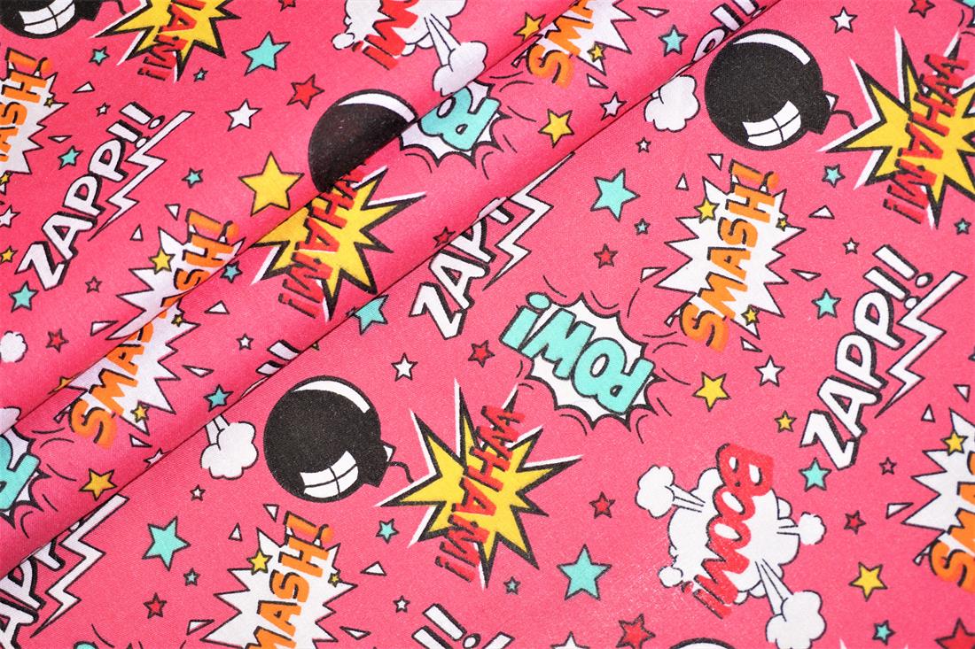 Cerise Cotton Printed Poly Cottons