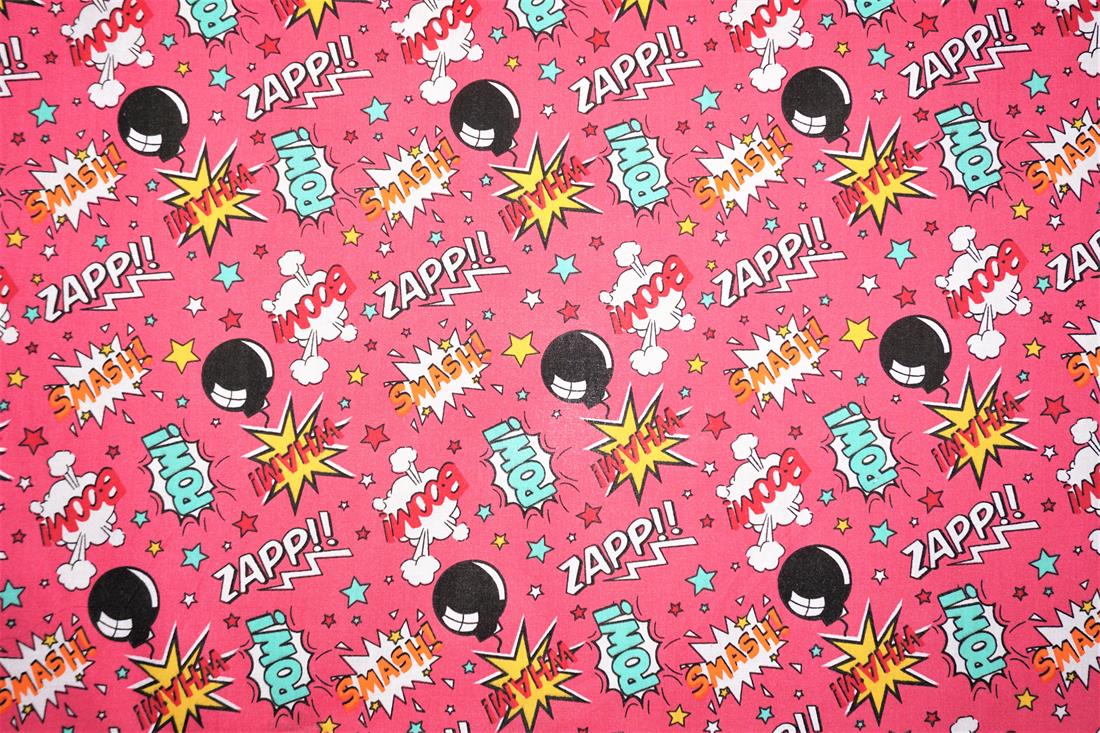 Cerise Cotton Printed Poly Cottons