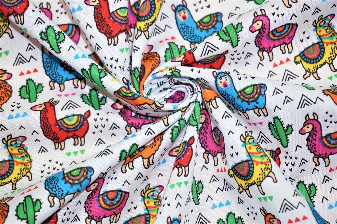 White Cotton Printed Poly Cottons