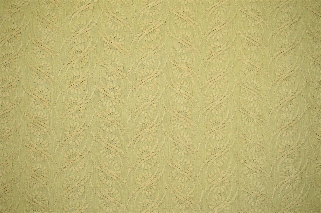 Gold Embroidered Cotton Broderie Anglaise