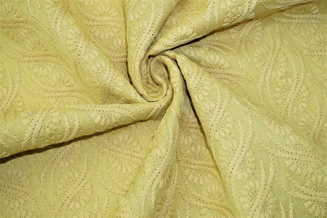 Gold Embroidered Cotton Broderie Anglaise