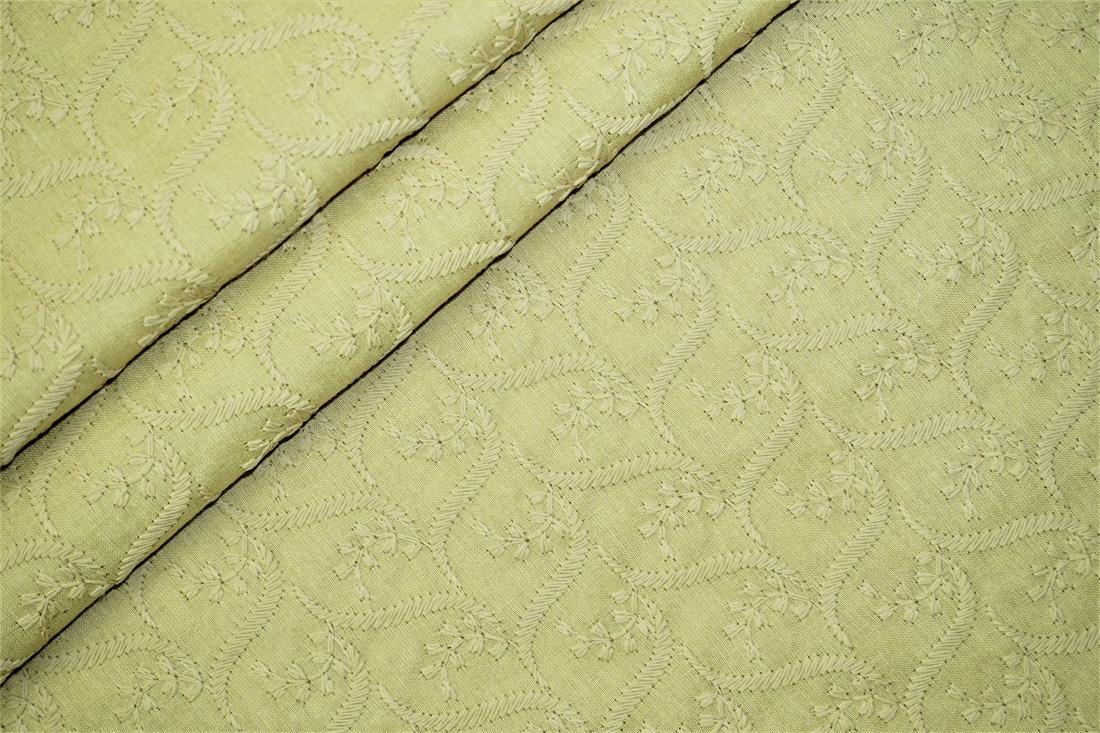 Gold Embroidered Cotton Broderie Anglaise