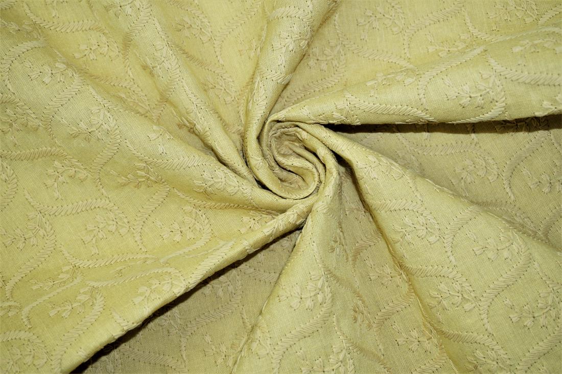 Gold Embroidered Cotton Broderie Anglaise