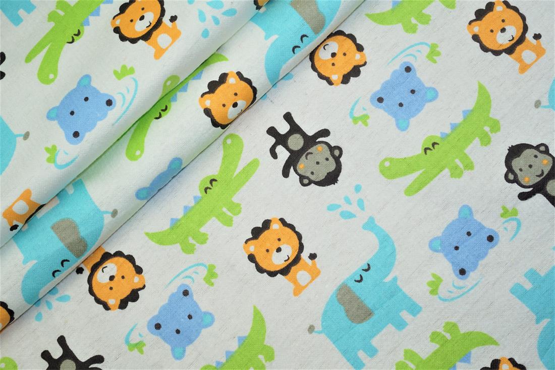 White Cotton Crocodile Winceyette