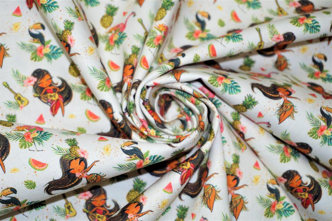 White Printed Cotton Fabrics