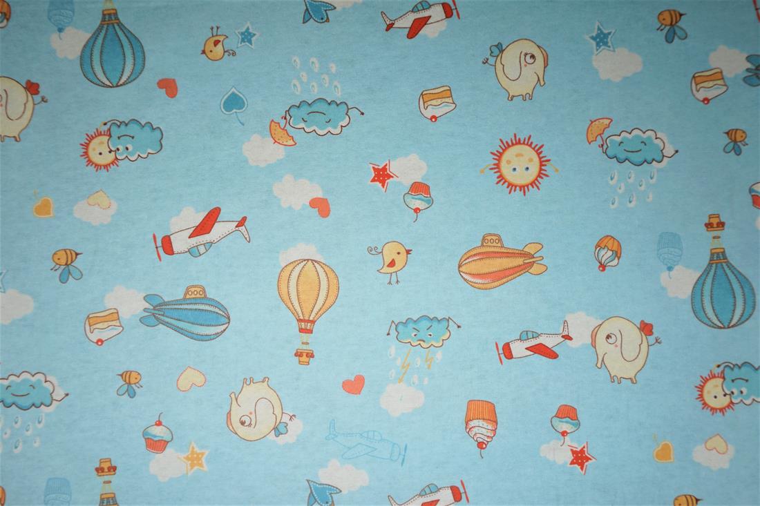 SKY Cotton Air Balloon Plane Winceyette