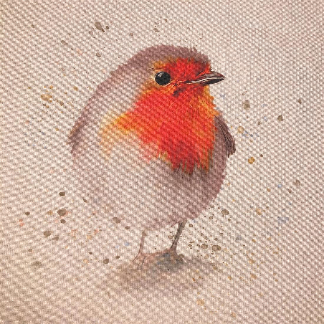 Natural Digital Print Linen Robin Panels