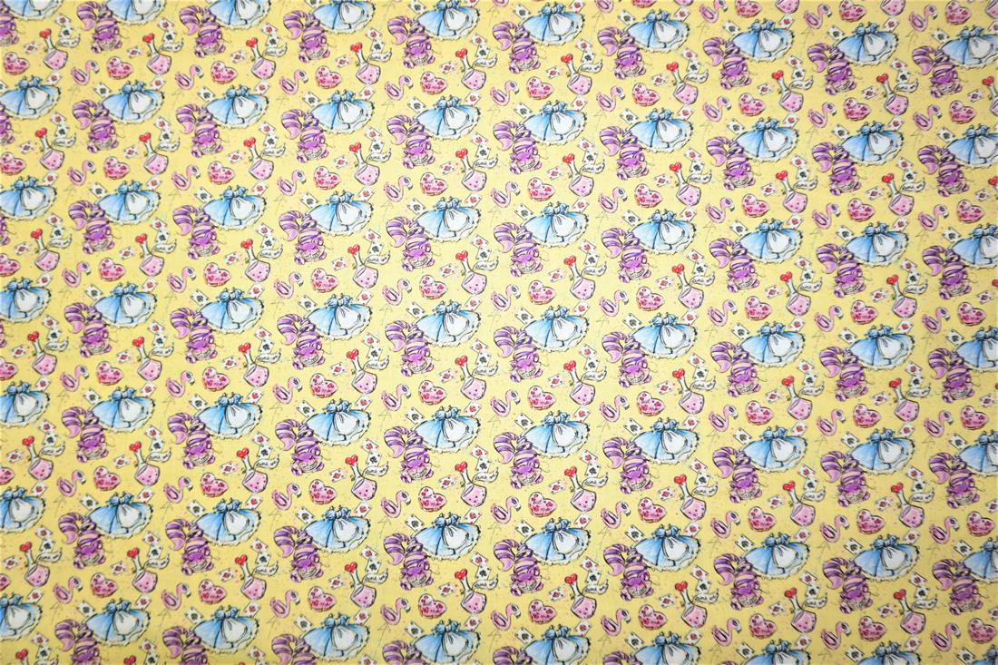 Yellow & Purple Printed Cotton Fabrics