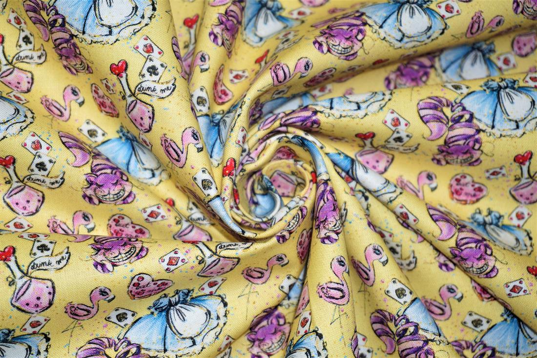 Yellow & Purple Printed Cotton Fabrics