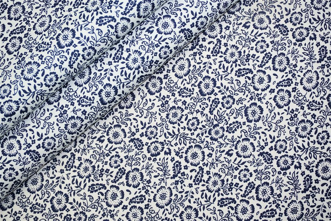 Navy Printed Cotton Fabrics
