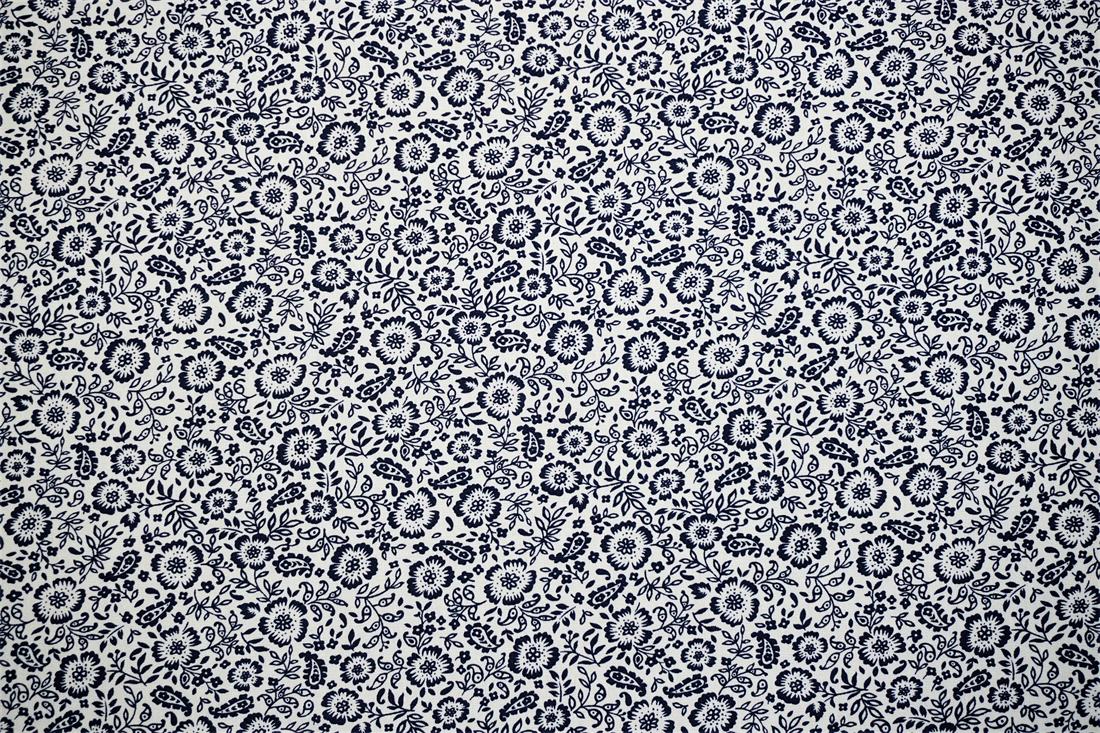 Navy Printed Cotton Fabrics