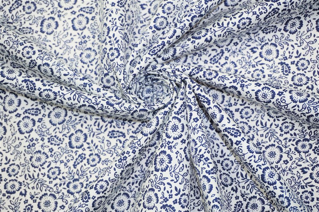 Navy Printed Cotton Fabrics