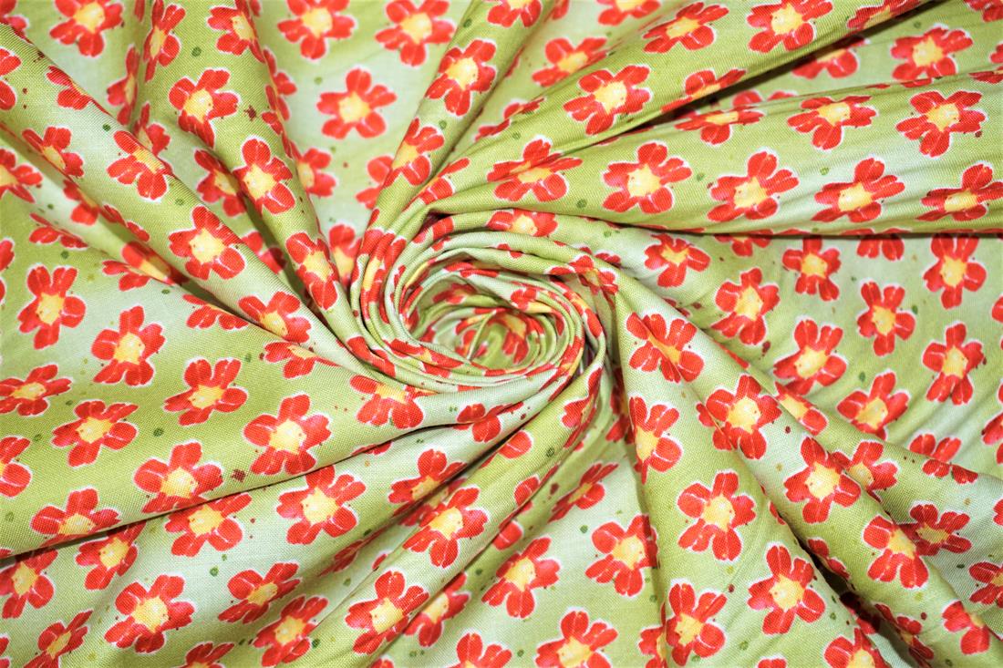 Green Printed Cotton Fabrics