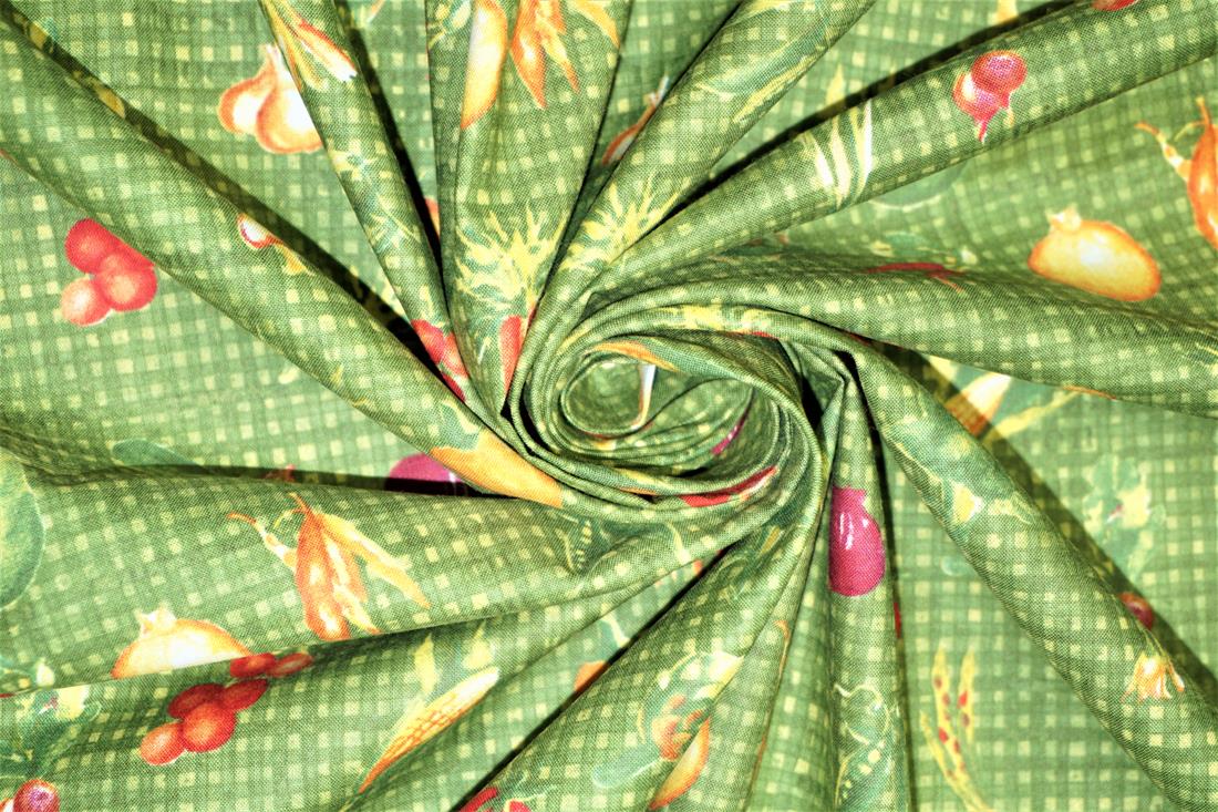 Green Printed Cotton Fabrics