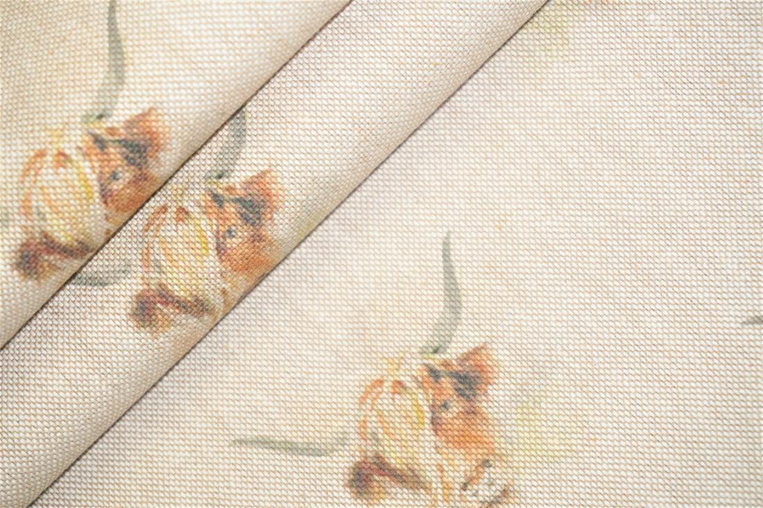 Natural Digital Print Linen Highland Cow All Over