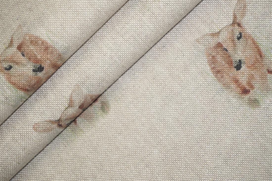 Natural Digital Print Linen Fawn All Over