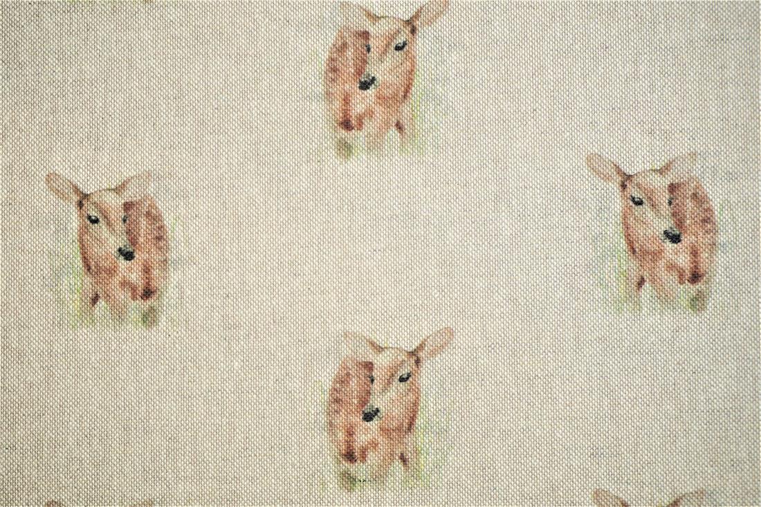 Natural Digital Print Linen Fawn All Over