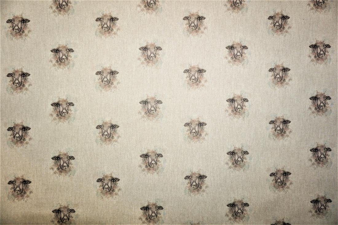 Natural Digital Print Linen Sheep All Over