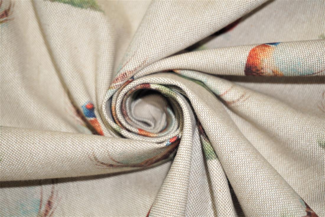 Natural Digital Print Linen Pheasant All Over