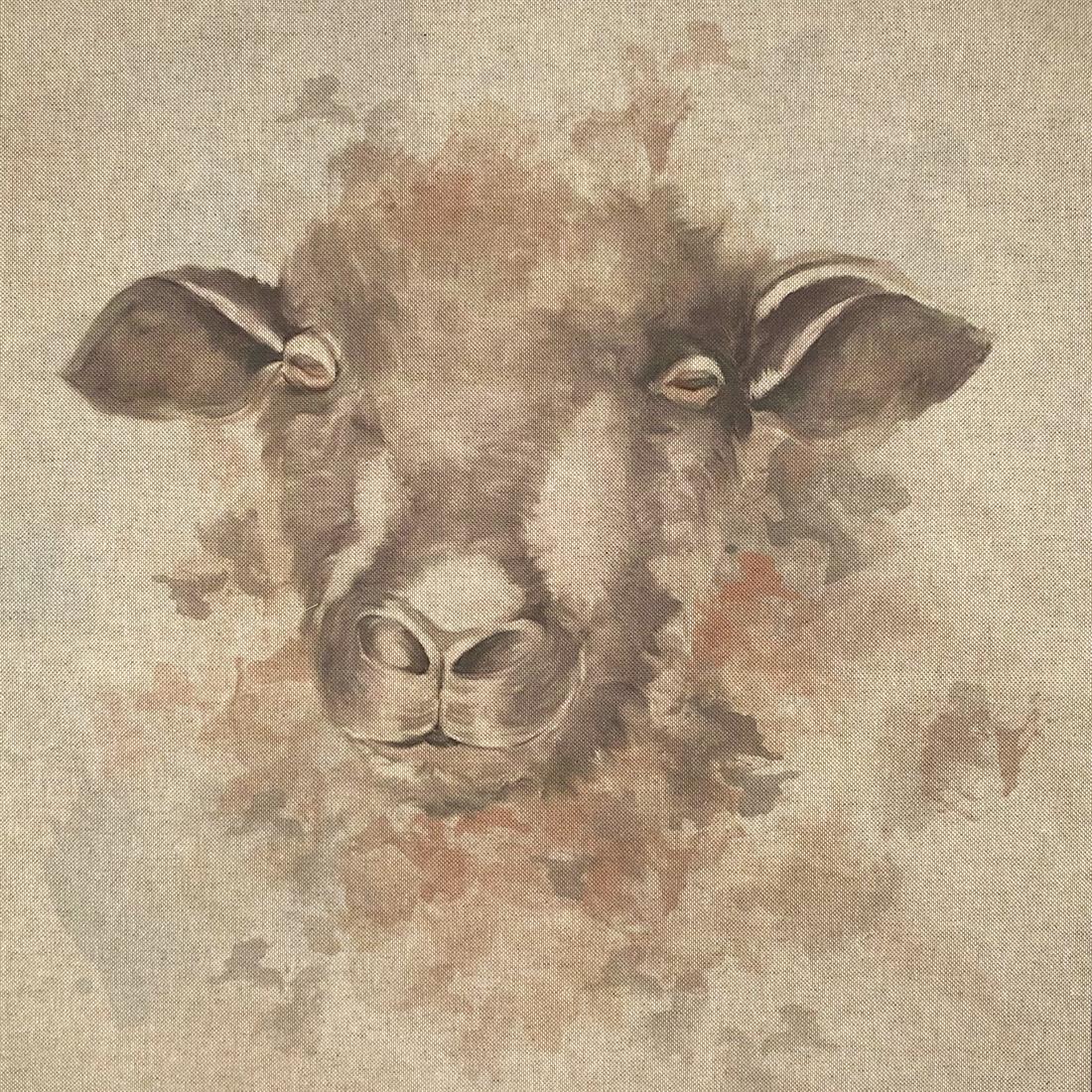 Natural Digital Print Linen Sheep Panels