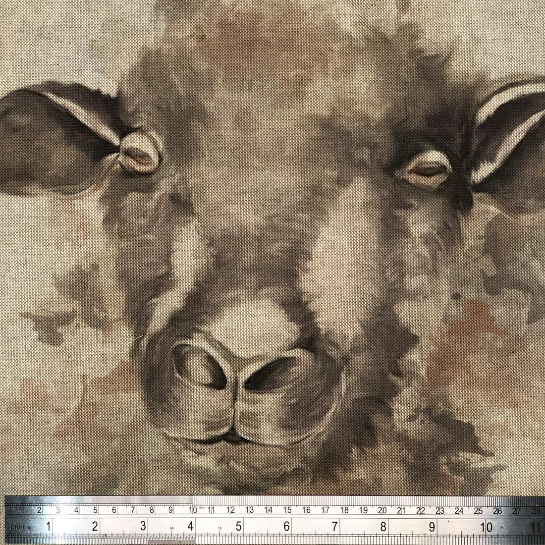 Natural Digital Print Linen Sheep Panels