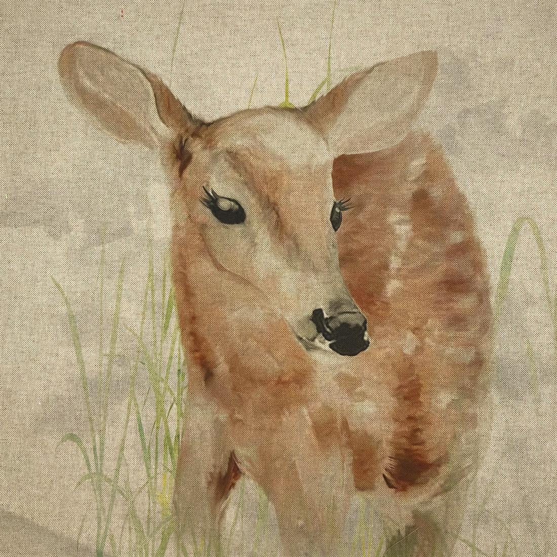Natural Digital Print Linen Fawn Panels