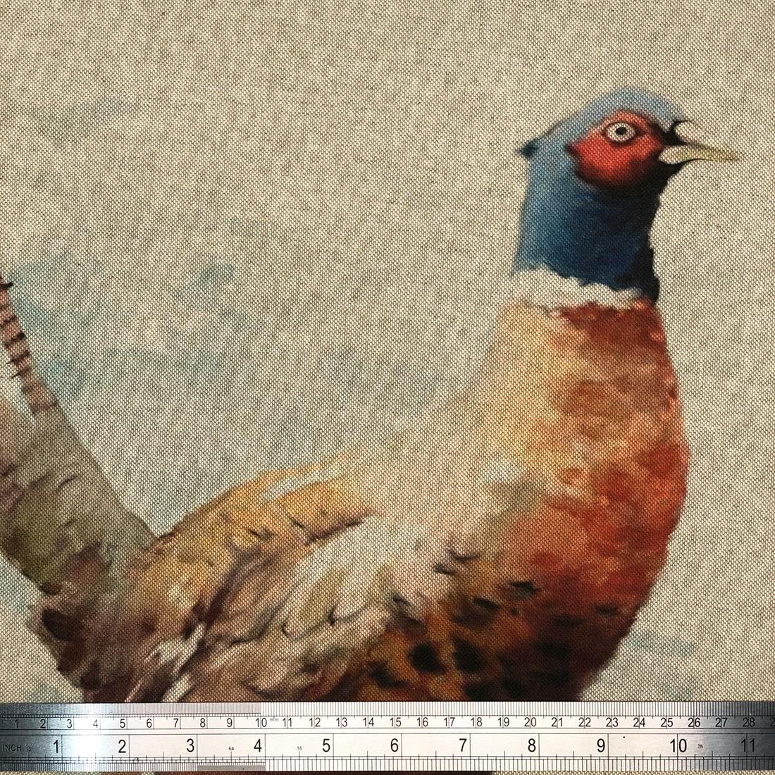 Natural Digital Print Linen Pheasant Panels