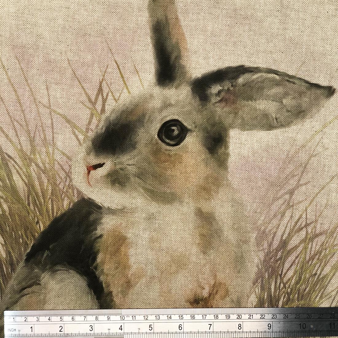 Natural Digital Print Linen Rabbit Panels